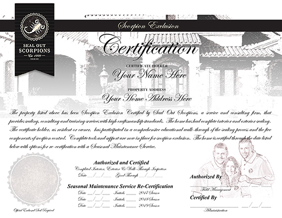 Seal Out Scorpions home scorpion sealing certification